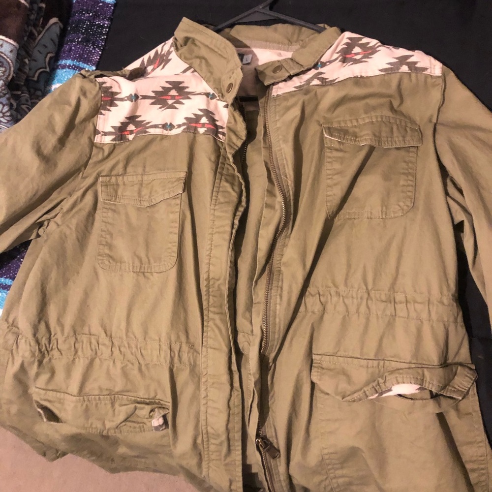 Army green and Aztec print jacket
